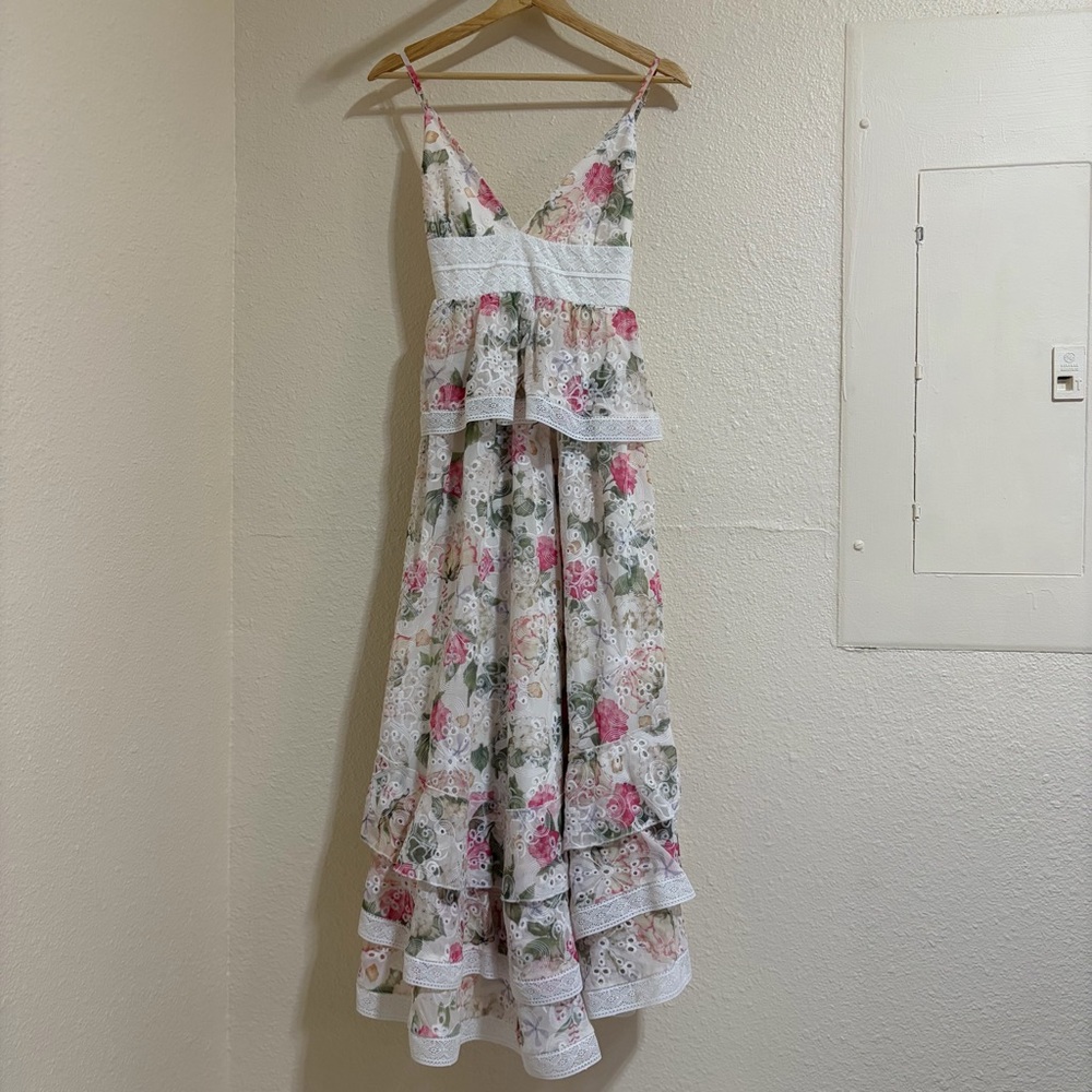 Women’s Tiered floral print chiffon maxi dress V-neck Gianni Bini - Picture 2 of 11